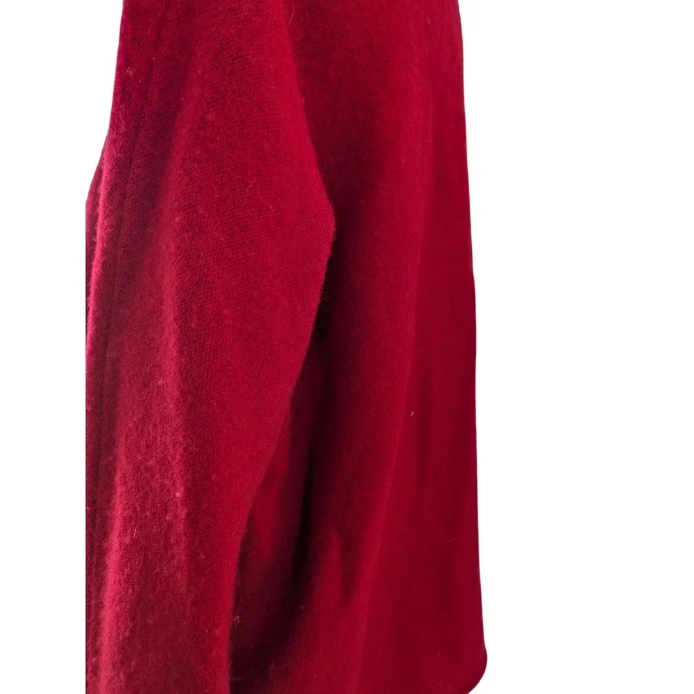 Unbranded Wool Cape Women M Red Asymmetrical Wrap Coat Old Money Minimalist‎